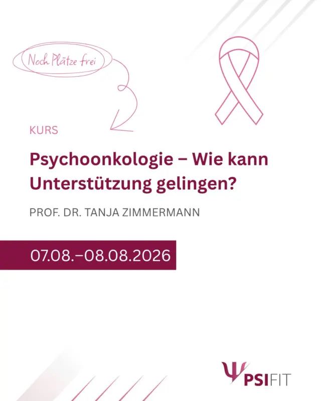 In Deutschland erkranken jährlich etwa eine halbe Million Menschen neu an Krebs, wobei mehr als jeder Fünfte die Diagnose vor dem 70. Lebensjahr erhält. Neben den physischen Auswirkungen bringt eine Krebserkrankung erhebliche psychosoziale Belastungen mit sich: Rund 30% der Betroffenen entwickeln im Krankheitsverlauf eine psychische Störung, und über 50% erleben eine bedeutsame psychische Belastung. Trotz zunehmender Erkenntnisse über die Bedeutung psychosozialer Faktoren bleibt die psychosoziale Versorgung – besonders im ambulanten Bereich – unzureichend. Auch Angehörige sind oft erheblich von den psychosozialen Folgen betroffen und benötigen Unterstützung.

Dieser Kurs vermittelt die Grundlagen der Psychoonkologie und richtet sich nach der S3-Leitlinie Psychoonkologie, die betont, dass Krebspatient und ihre Angehörigen Zugang zu spezifischen psychoonkologischen Angeboten während und nach der medizinischen Behandlung erhalten sollten.

Schwerpunkte des Kurses umfassen:
Einführung in die Grundlagen der Psychoonkologie
Thematische und selbsterfahrungsorientierte Auseinandersetzung mit extremen Belastungssituationen
Vorstellung und praktische Einübung spezifischer psychoonkologischer Interventionsmethoden, die im stationären wie auch im ambulanten Kontext angewendet werden können

Dieser Kurs bietet praxisnahe Methoden und hilfreiche Strategien zur Unterstützung von Krebspatienten und deren Angehörigen, um psychische Belastungen und Störungen im Krankheitsverlauf wirksam zu bewältigen.

Buchen Sie jetzt! Anmeldungen erbitten wir bevorzugt über unsere Webseite (http://www.psifit.de), sind aber auch per E-Mail, Fax und postalisch möglich. Den Link finden Sie auch direkt in unserer Bio.

#PsiFit #Psychotherapie #wolfsburg #fortbildung #niedersachsen #ärztekammer #niedersachsen #psychologie #akademie
